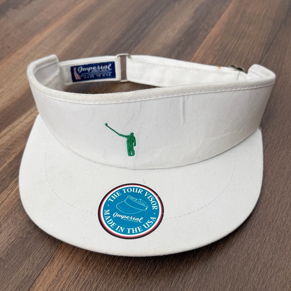 NWT Imperial Adjustable Unisex White Embroidered Golf The Tour Visor - One Size
